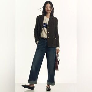 NWT Anthropologie Pilcro Lonnie Cuffed High Rise Crop Jean 28 Tall